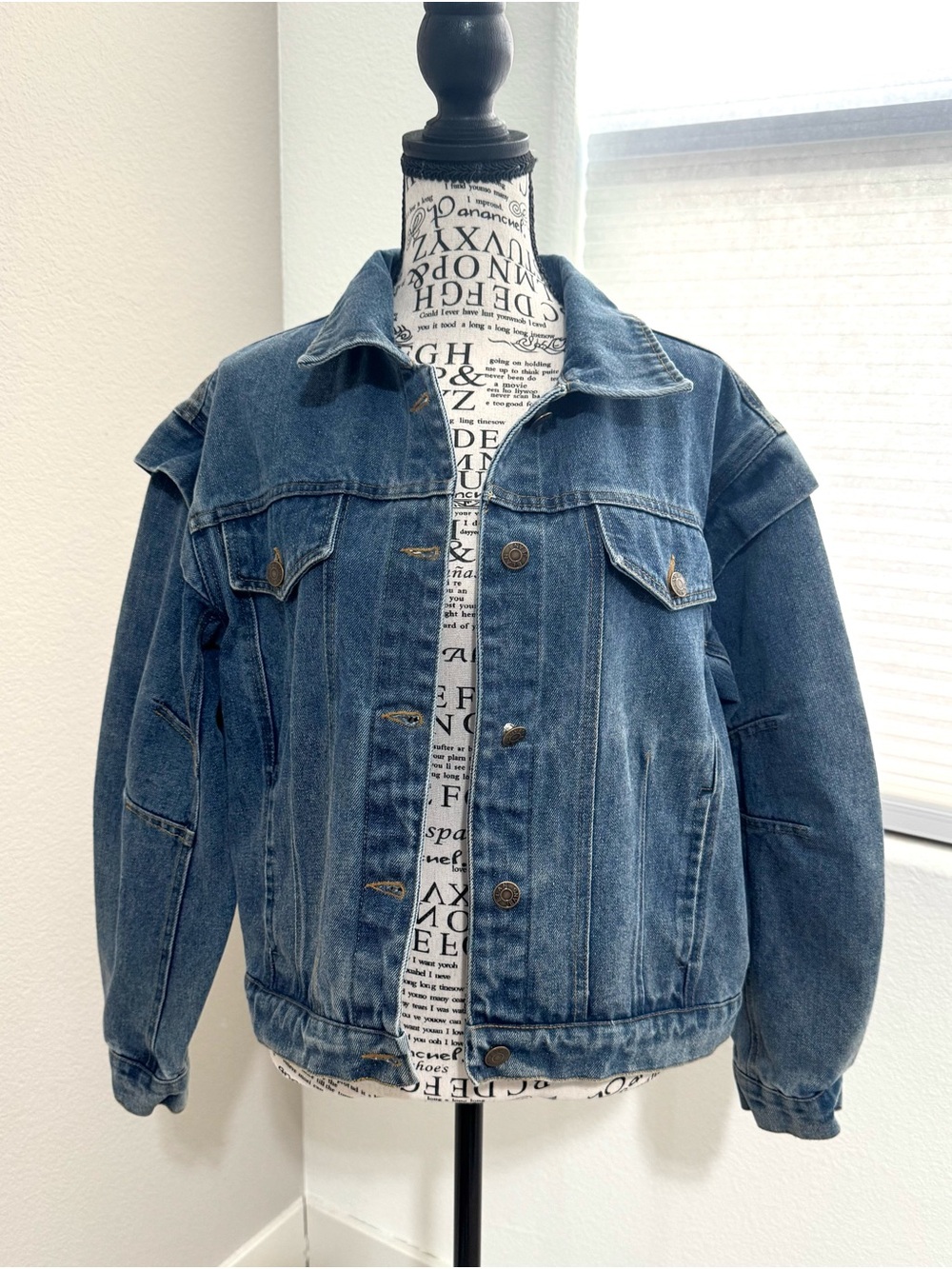 Elan Denim Jacket S Oversized Drop Shoulder Jean Jacket